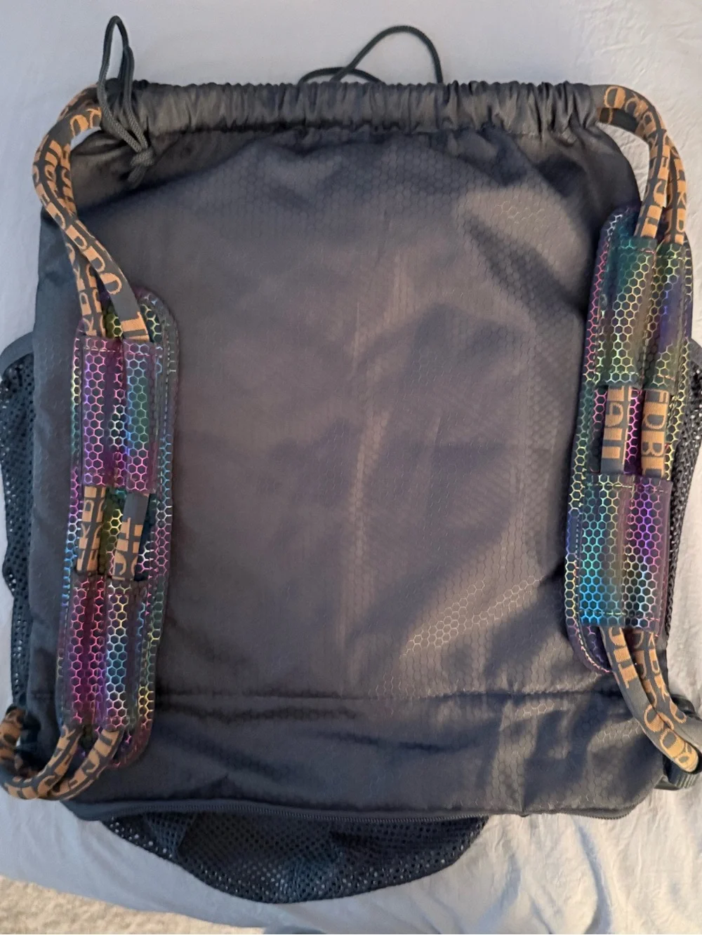 TIGERBRO Black Mesh Daypack with Gold Logo Accents